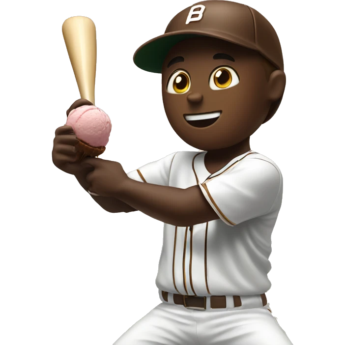 Baseballer hitting chocolate icecream out of the park emoji