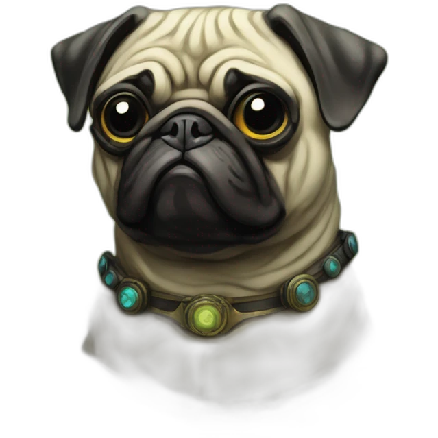 A cyberpunk pug in Art Nouveau style during 1910 emoji