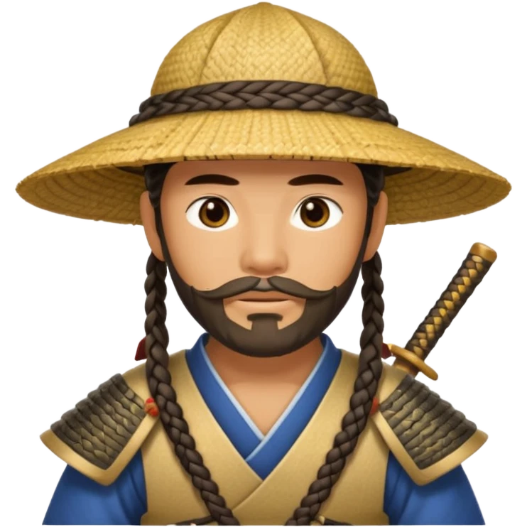 samurai with braided beard and straw hat

































 emoji