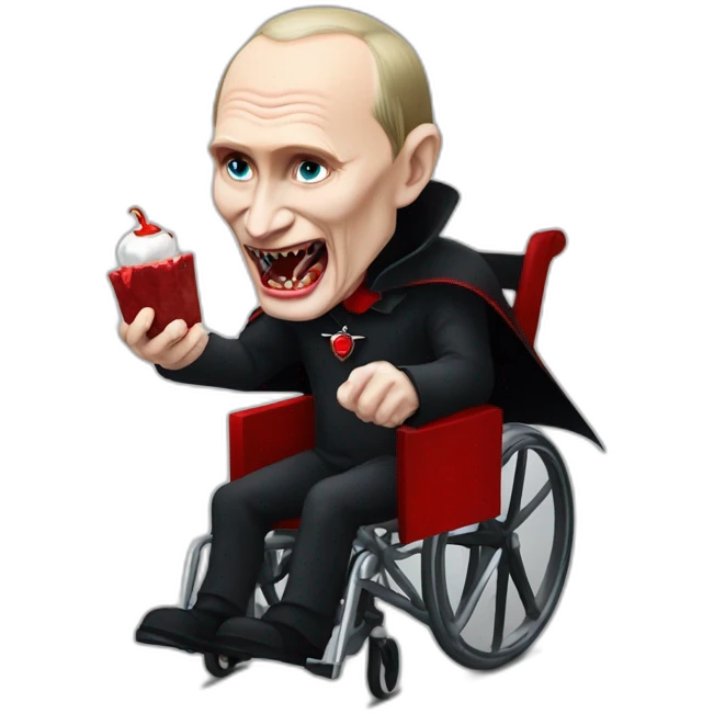 Vampire vladimir putin holding meat cube dressed as dracula wheelchair halloween mood emoji