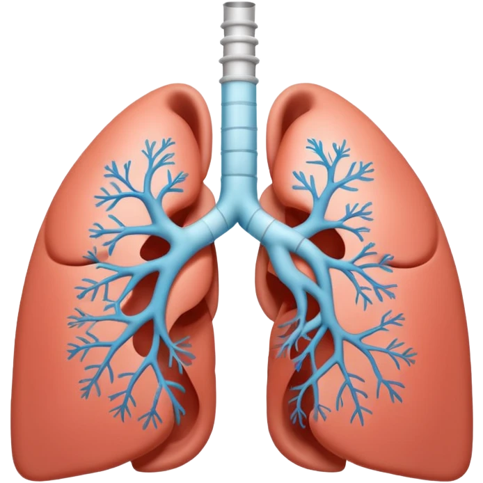 A 3D cartoon medical diagram showing lungs and airways inside a human silhouette, realistic Memoji-style. emoji