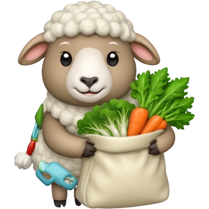 sheep holding vegetables bag emoji
