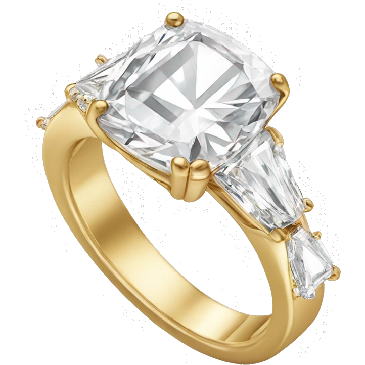 One Cushion cut diamond ring gold band  emoji