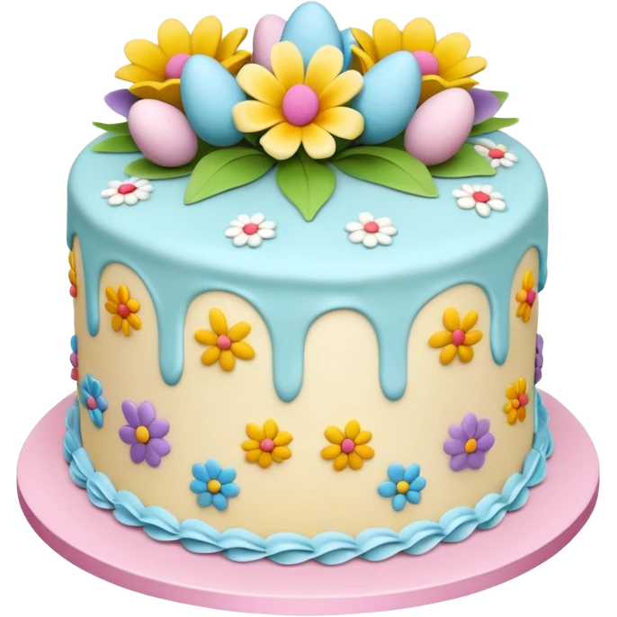 Easter cake with pastel icing and flowers emoji