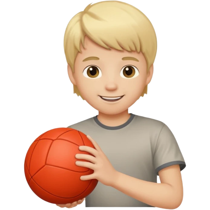a son with blond hair playing a ball  emoji