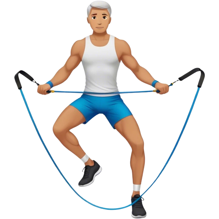 man stepping on resistance band emoji