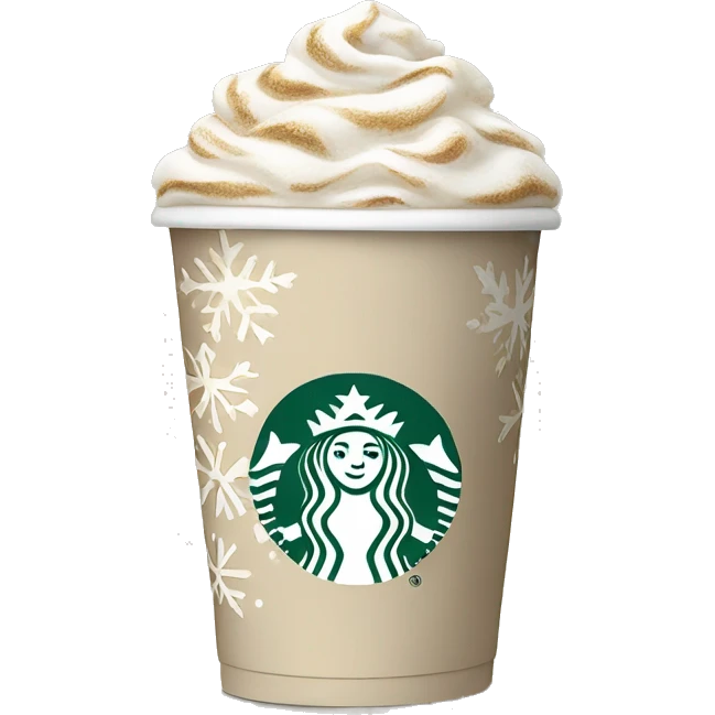 beige starbucks cup with winter pattern emoji