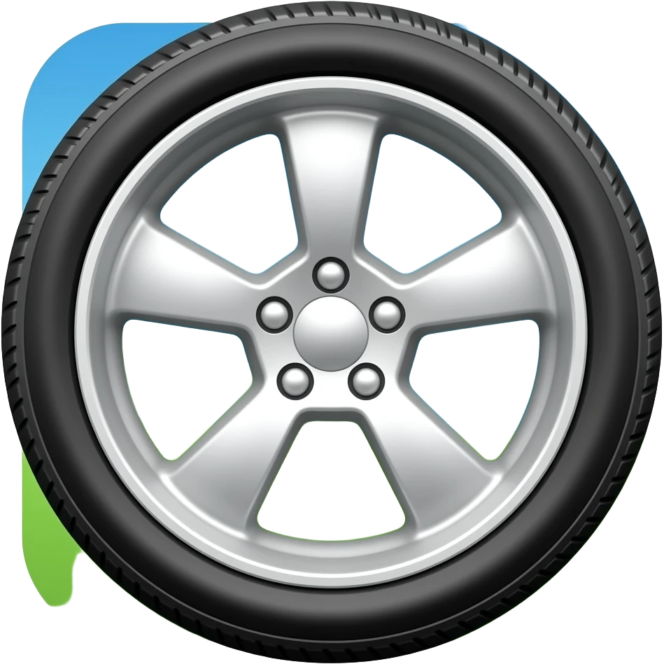 La rueda no es esa pero es una muy parecida y los colores de detrás de la rueda es abajo verde y arriba azul emoji