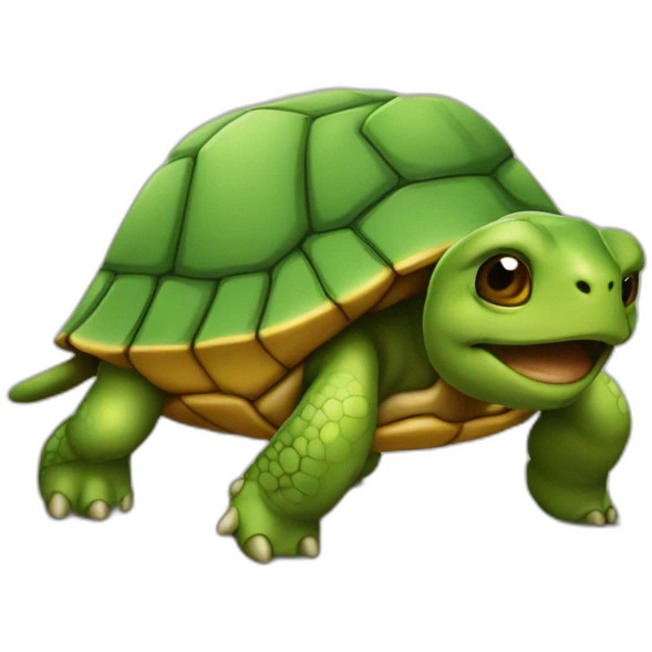 une tortue sur du caca emoji
