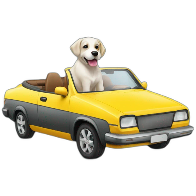 Chien sur voiture emoji