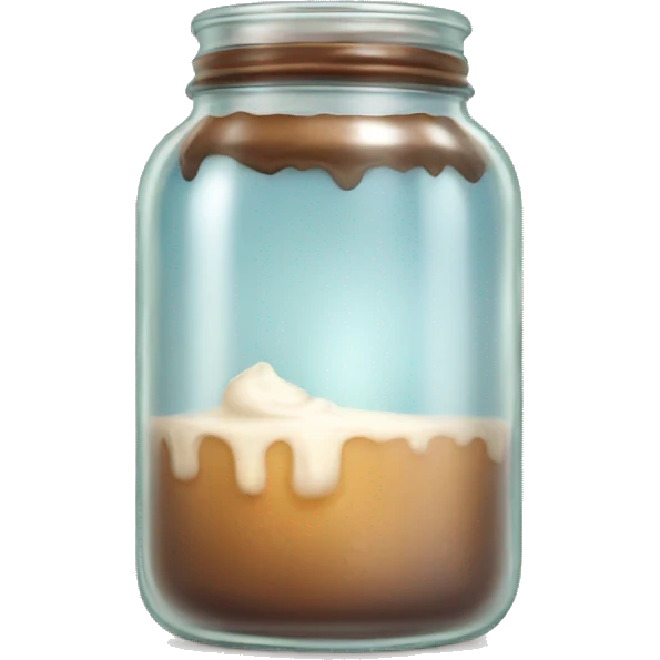 A candle in a glass jar that looks like iced coffee emoji
