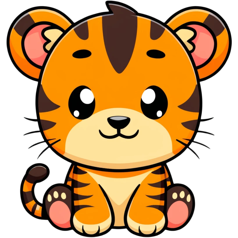 cute tiger crying with tears, sad face emoji