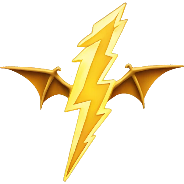 golden lightning bolt with dragon wings emoji