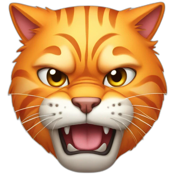 big orange cat with angry face emoji