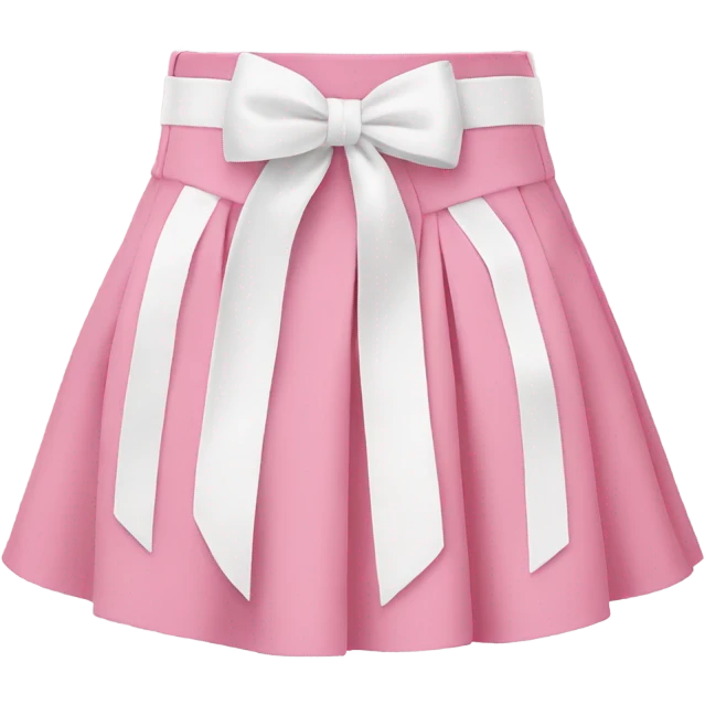Mini skirt pink white cute Korean with ribbons emoji