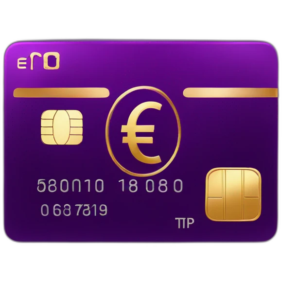 Dark Purple Credit card with huge golden euro sign emoji