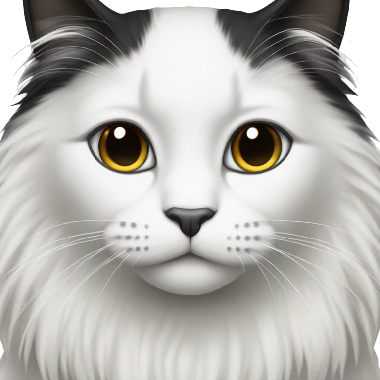 half Black and half white long hair cat with black muzzle emoji