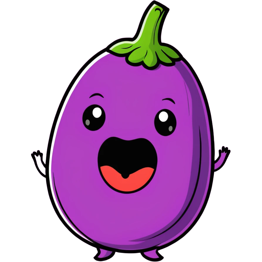 playful face eating an aubergine (eggplant) emoji