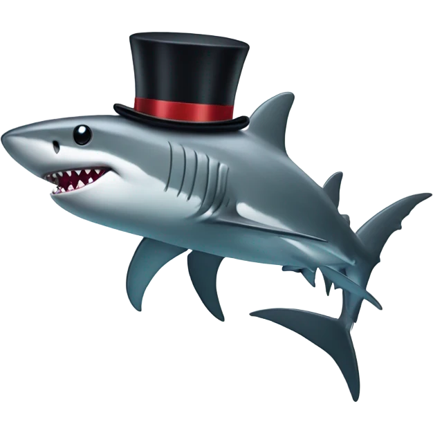 Shark with a top hat emoji