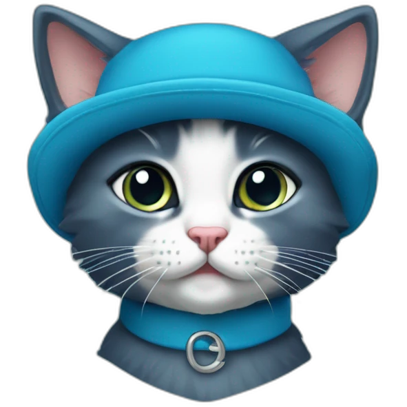 dunkelblaue Babykatze mit türkiser Wollmütze emoji