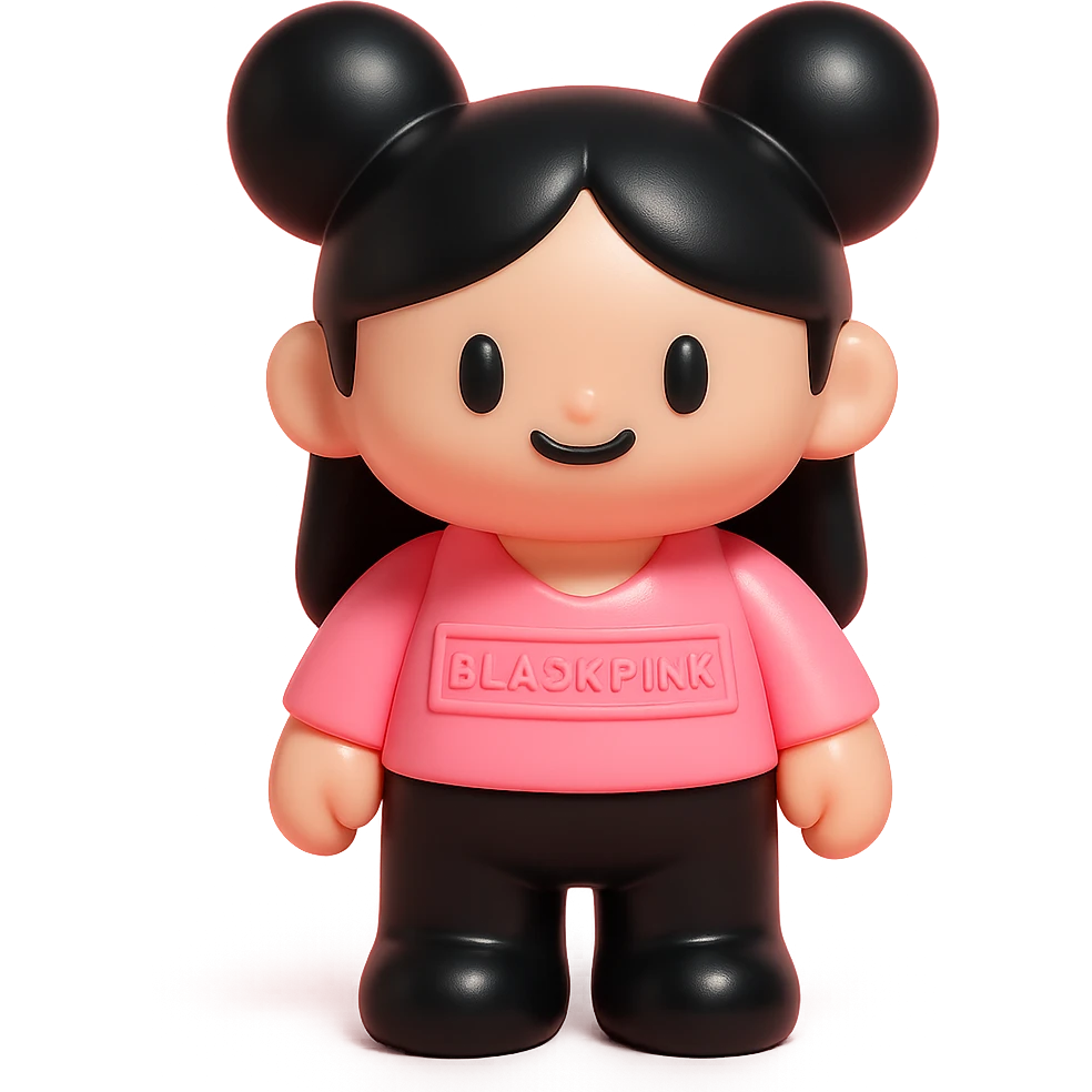 BLACKPINK-inspired object, black and pink colors, collectible and playful look, Vinyl Figure style emoji