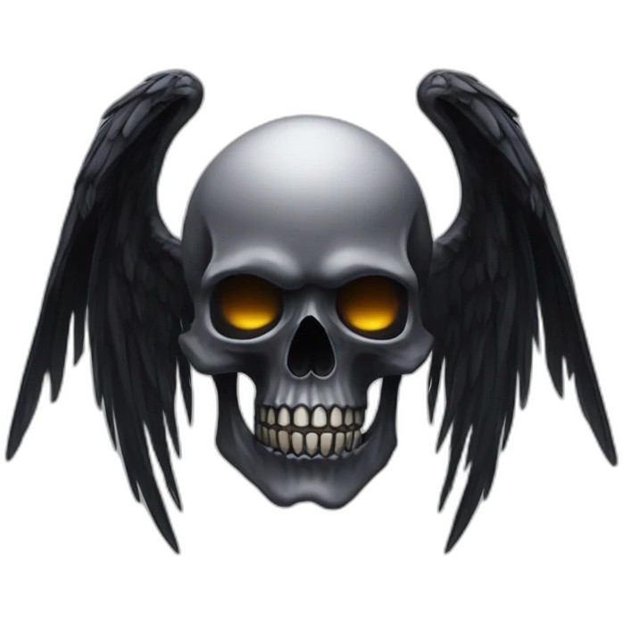 goth skull with big wings emoji