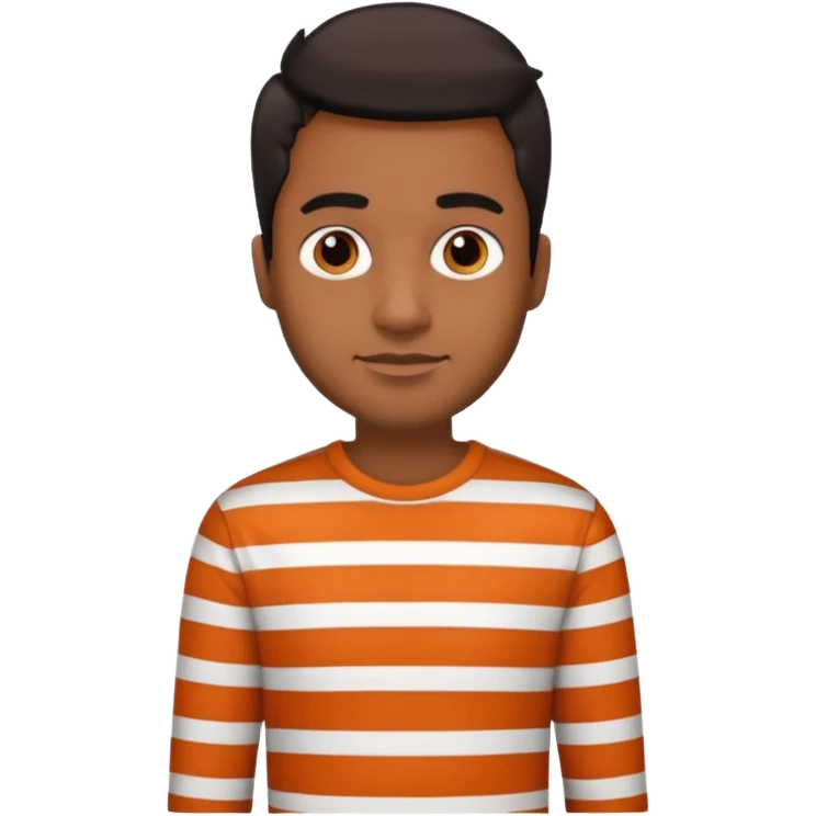 brown man wearing burnt orange and white vertically striped shirt and black jeans emoji