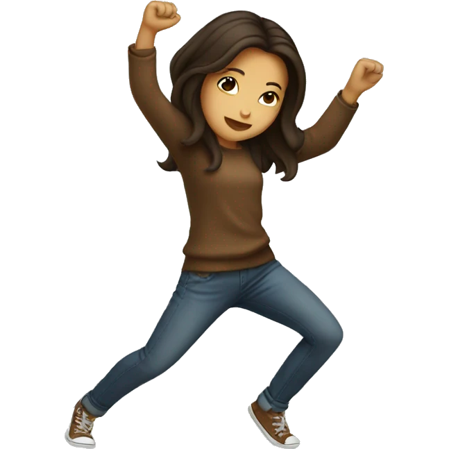 brunette girl dabbing emoji