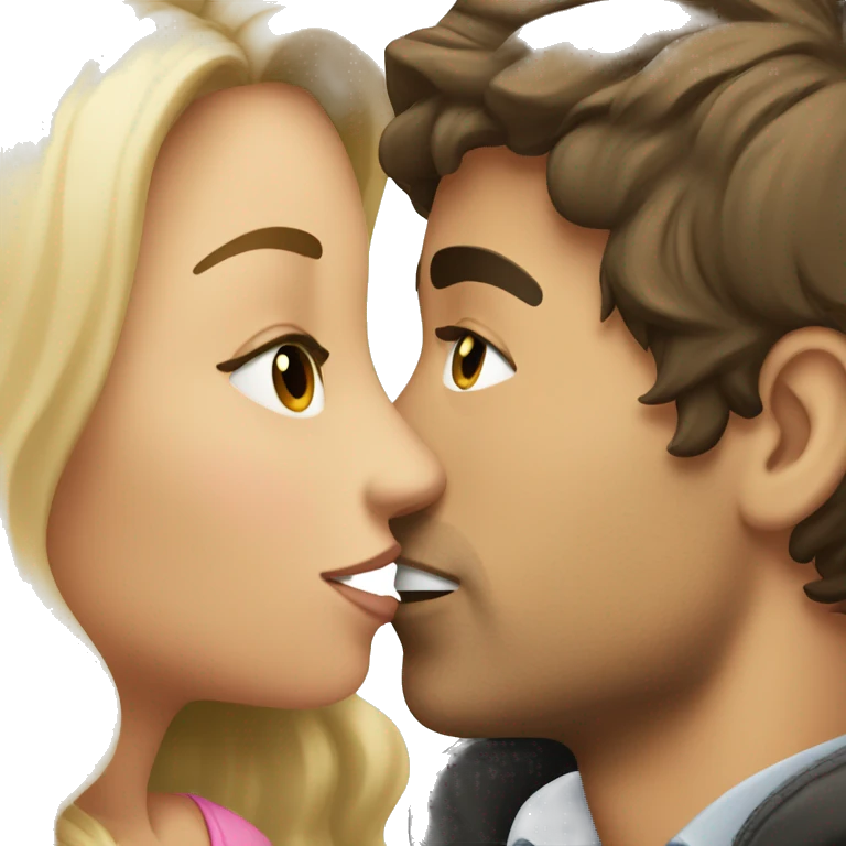 Brunette girl kissing blond guy emoji