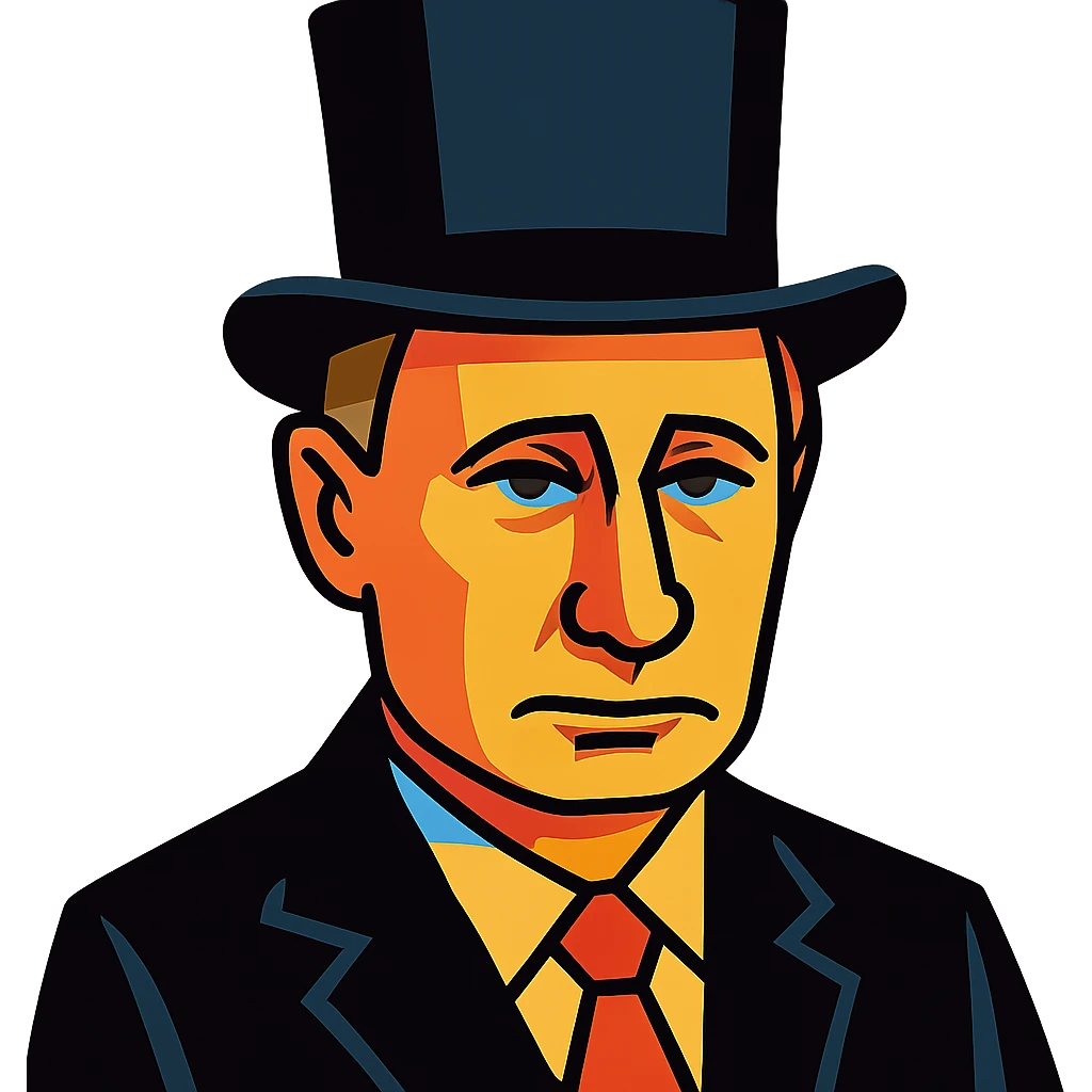 Putin in a black top hat emoji