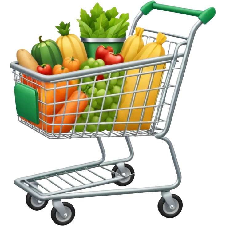 create shopping trolley emoji with green tone color emoji