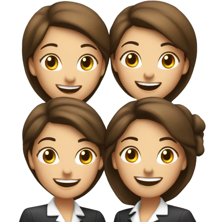 businesswoman duo brunette girls celebrating emoji