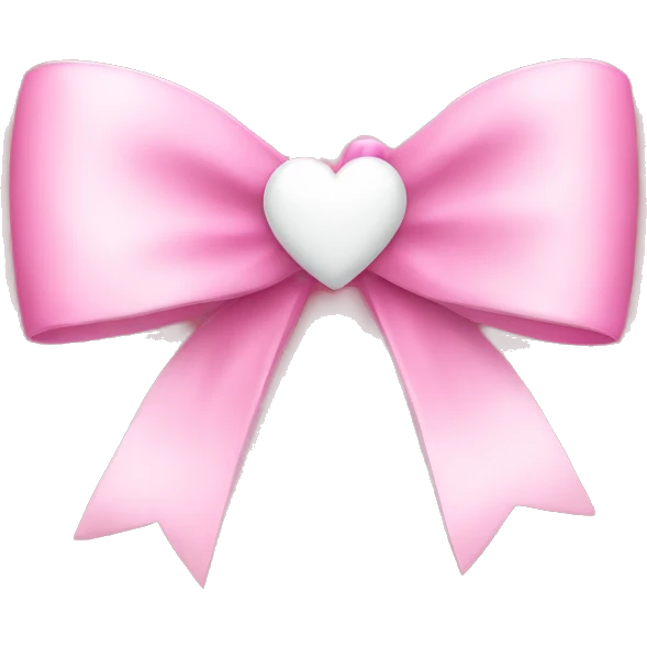Pink bow with white heart emoji