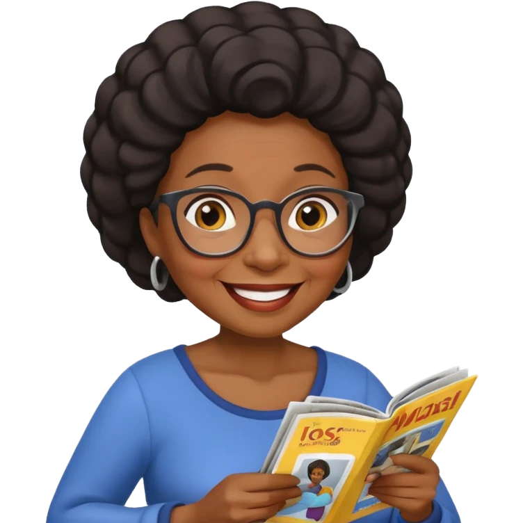 old black woman read magazine emoji