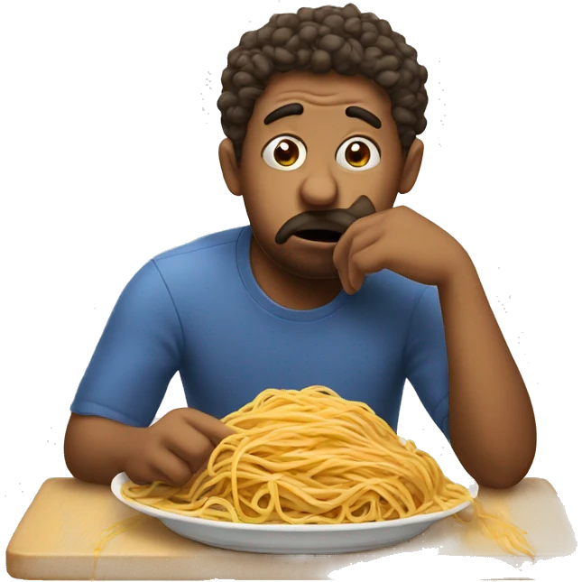 Sad face emoji eating spaghetti  emoji