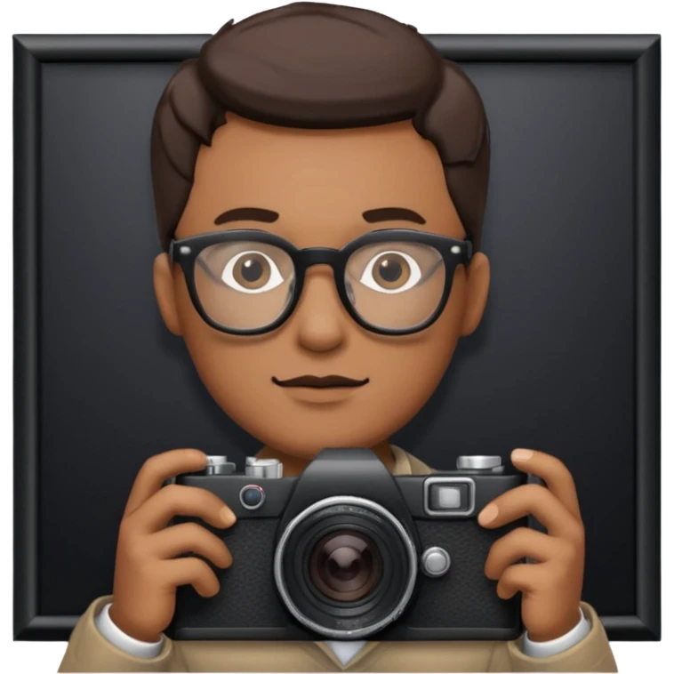 A man with glasses holding a cameta emoji