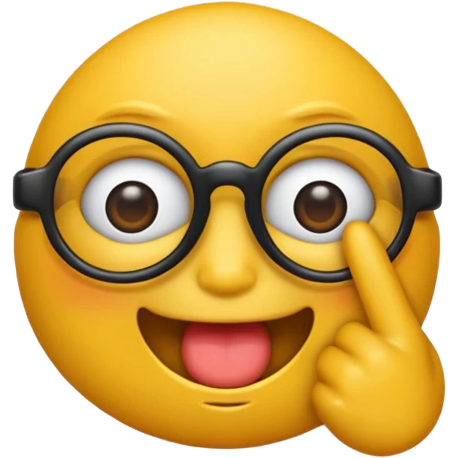 Criar emoji simples com óculos mostrando a língua e dando o dedo emoji