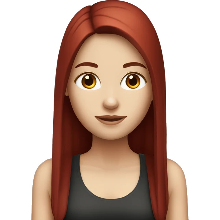 white girl with dark red straight hair emoji