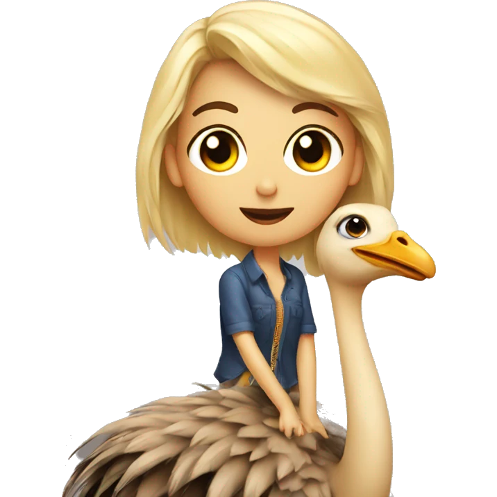Pretty Girl on top of ostrich emoji