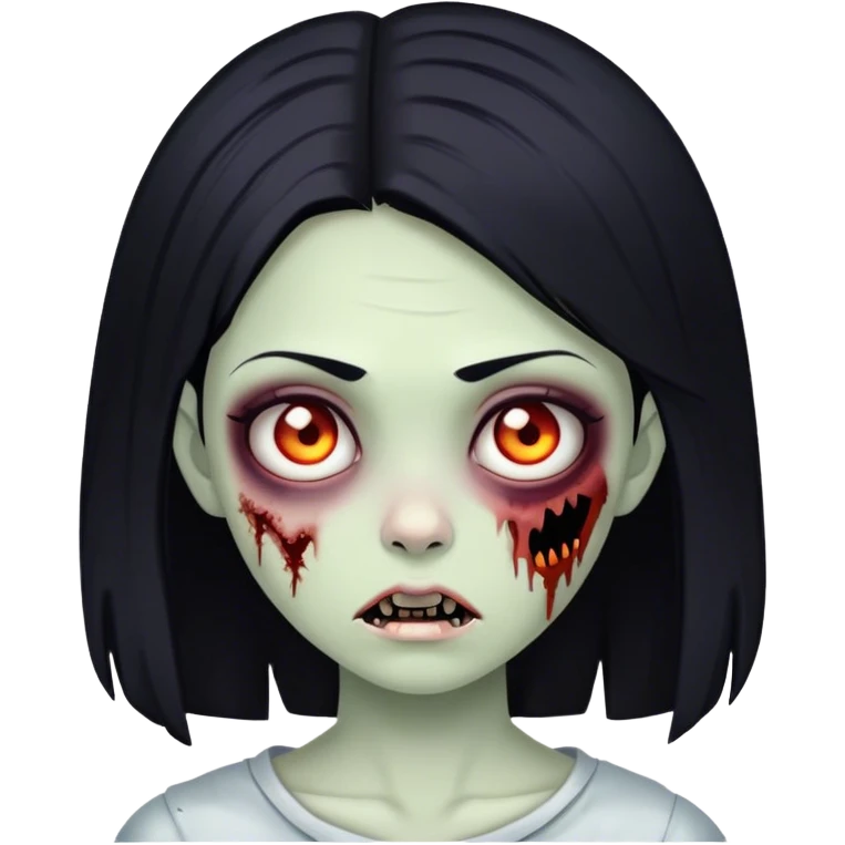 Menina zumbi com o cabelo preto emoji