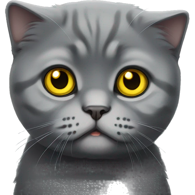 Dark Gray Scottish fold cat w yellow eyes  emoji