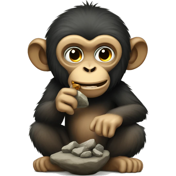 Monkey eating rocks emoji