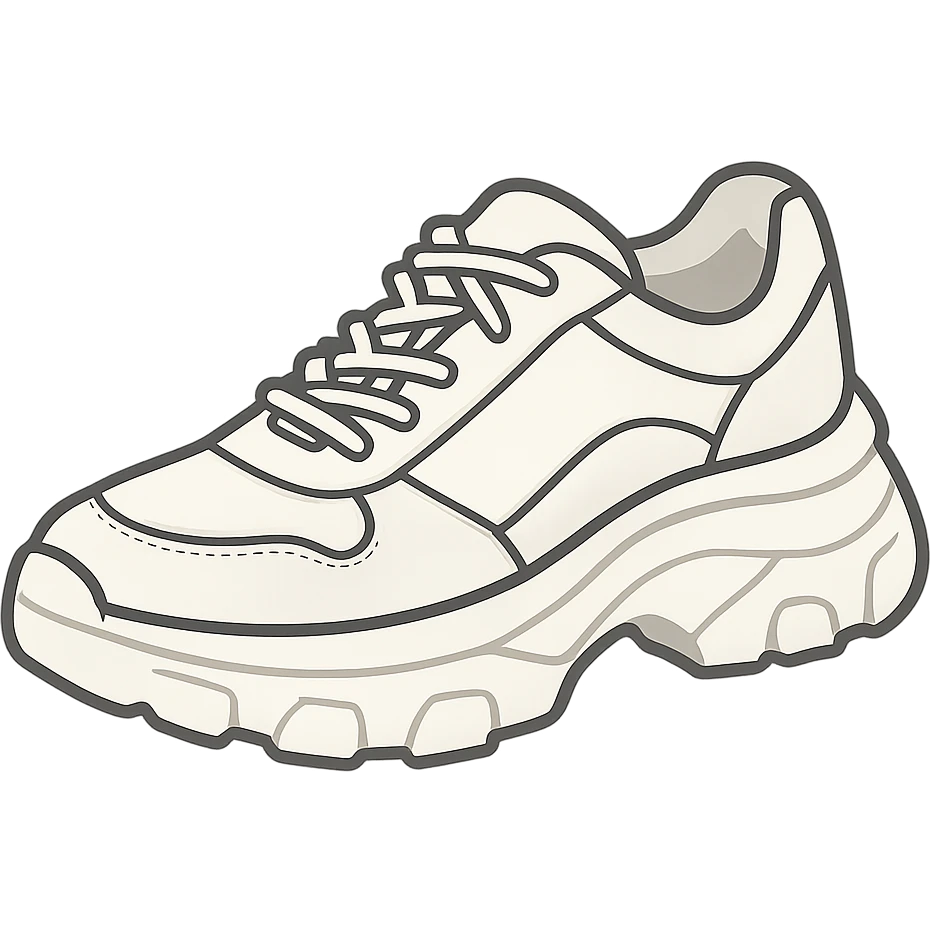 flat toon white chunky women's sneakers emoji