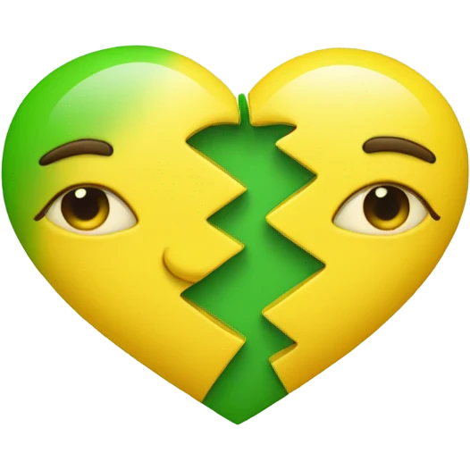 Half and half heart with yellow and green emoji