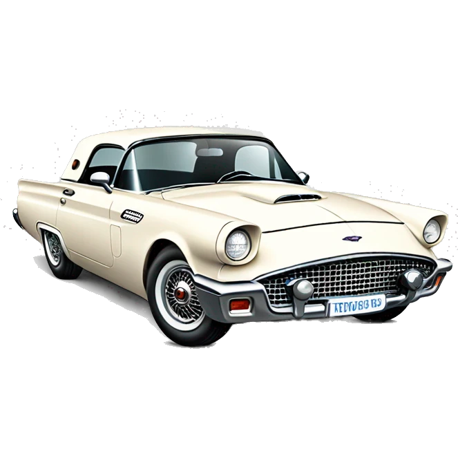 Light white Ford Thunderbird vintage emoji