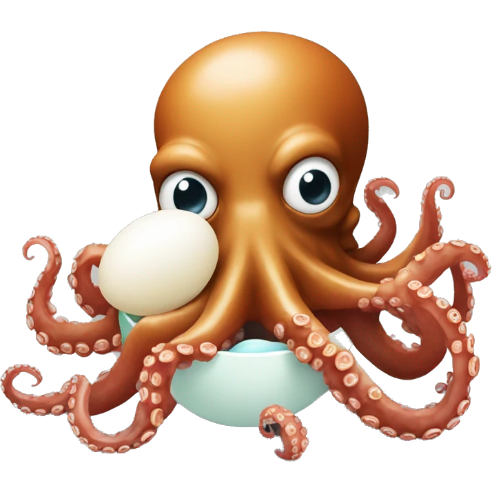 an octopus eating an egg emoji