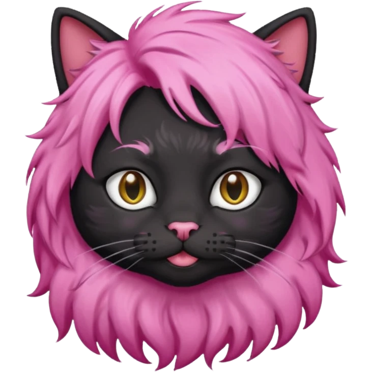 Black cat wearing a male pink hair wig emoji