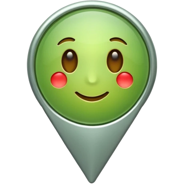 Remove any face or facial features from the light green location pin emoji, keep it simple, apple emoji style, no text, just the symbol. emoji