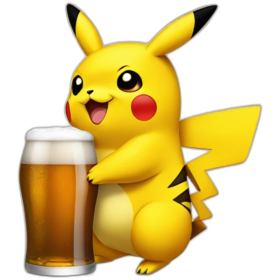 Pikachu qui boit une bière  emoji