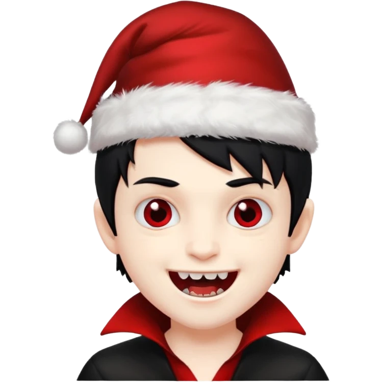 Vampire boy ,Fangs , cHristmas hat ,black hair emoji